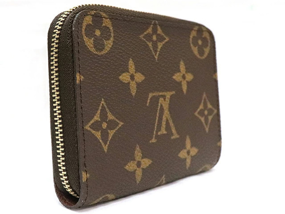 Louis Vuitton coin Monogram Purse Wallet case Zippy Brown